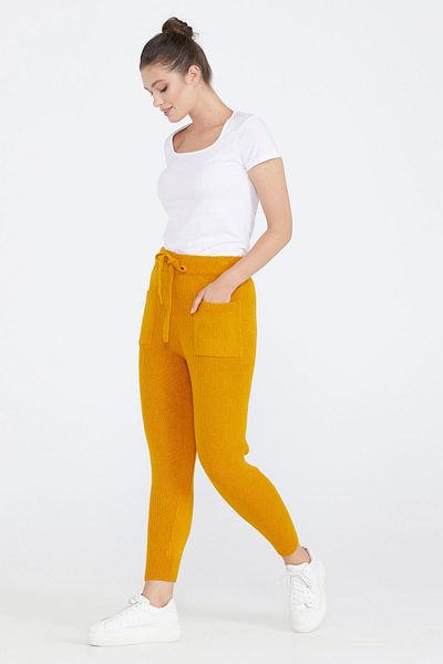 Sementa Women's Lace-Up Pocket Knitwear Trousers - Apricot