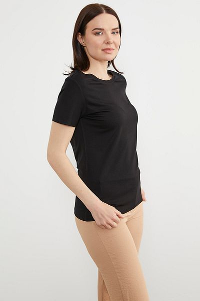 Sementa Tricou de bază cu mânecă scurtă cu gât - negru