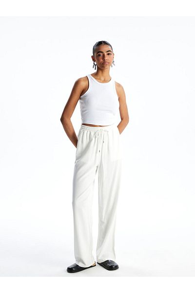 LC Waikiki Women's Linen Blended Pants with Elastic Waist