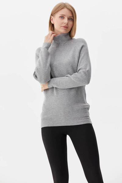 Sementa Tam Balıkçı Triko Kazak - Açık Gri