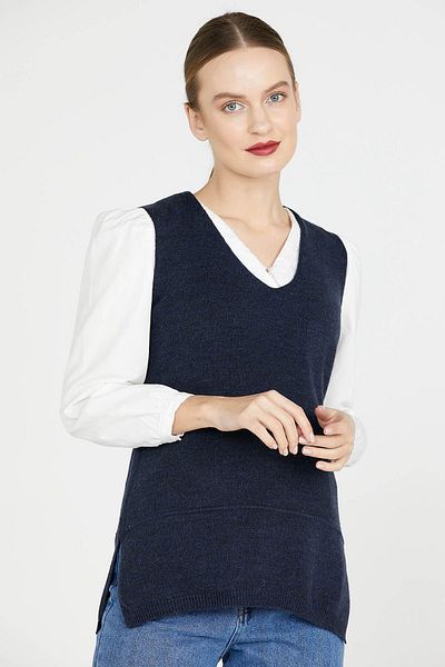 Sementa V-Neck Knitwear Sweater - Navy Blue