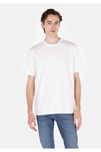 Colin's Tricou alb cu mânecă scurtă pentru bărbați, cu gât rotund, confortabil