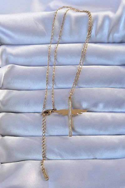 Skygo 316L Steel Gold Color Zircon Stone Micail Necklace - Tj-Bko9265