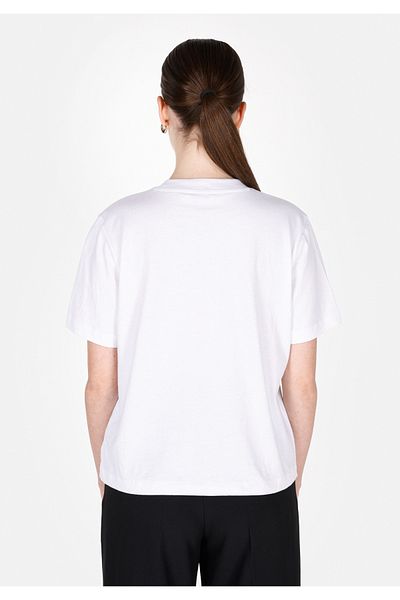 Colin's Tricou alb cu mânecă scurtă pentru femei, cu gât rotund, cu croială normală