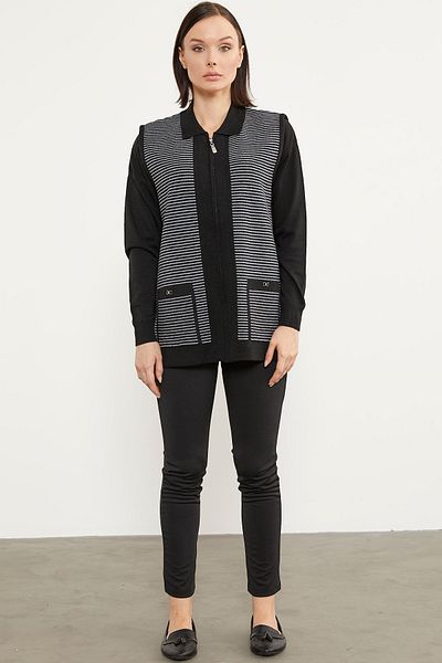 Sementa Polo Collar Zippered Knitwear Vest - Black