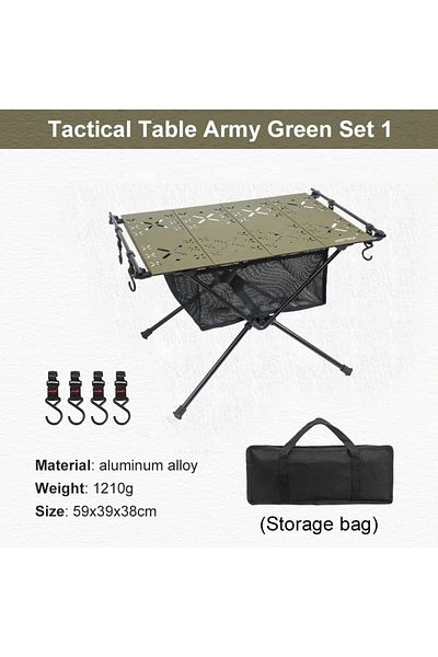 WEST TUNE Army Green Table Set WESTTUNE Camping Folding Table Portable Aluminum Alloy Lightweight Table with A