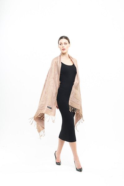 K&B PASHMINA Γυναικείο σάλι καφέ