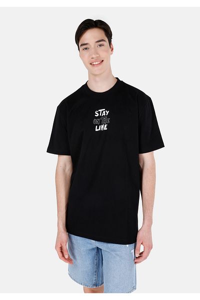 Colin's Text Printed Regular Fit Crew Neck Black Men's Short Sleeve T-Shirt