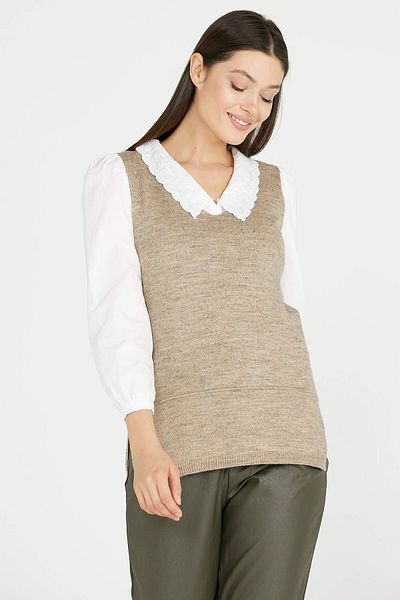 Sementa V-Neck Knitwear Sweater - Dark Beige