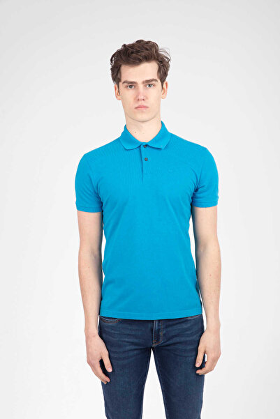 Voltaj V Vezena Polo ovratnik tirkizna muška majica
