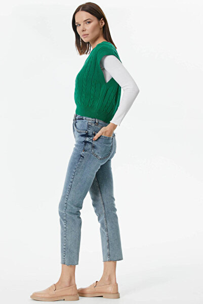 Sementa V-Neck Braided Knitwear Sweater - Green