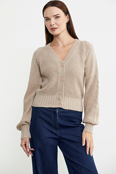 Sementa Βιζόν Κοντή Πλεκτή Ζακέτα - Κοντό Κουμπί και Μαλλί