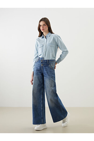 LC Waikiki بنطال جينز نسائي من Indigo Wideleg