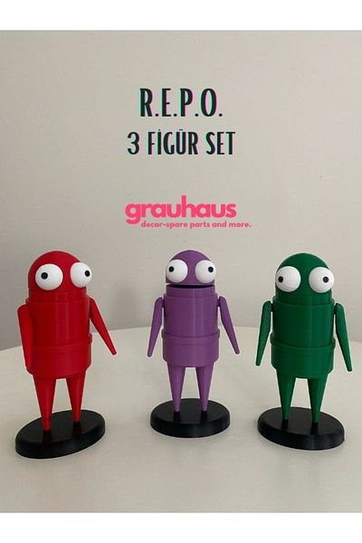 GRAUHAUS مجموعة مجسمات روبوت مكونة من 3 قطع - R.e.p.o. لعبة أسطورة شخصية روبوت ديكور