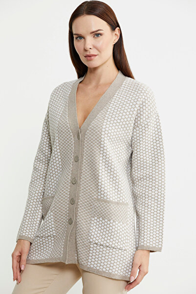 Sementa Πλεκτό παλτό Oversize με μοτίβο κηρήθρας βιζόν - με τσέπες