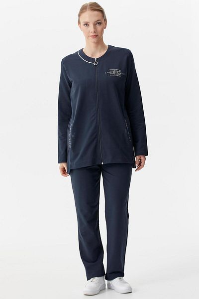 Sementa Φόρμα με λεπτομέρεια από πέτρα Plus Size - Navy Blue