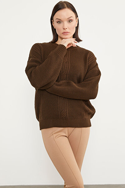 Sementa Πλεκτό πουλόβερ με κυψελωτό σχέδιο - Καφέ