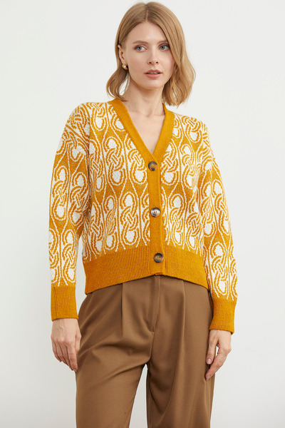 Sementa Двоколірний светр з ґудзиками з товстого трикотажу - Güneş