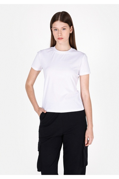 Colin's Γυναικείο λευκό κοντομάνικο μπλουζάκι με στρογγυλή λαιμόκοψη