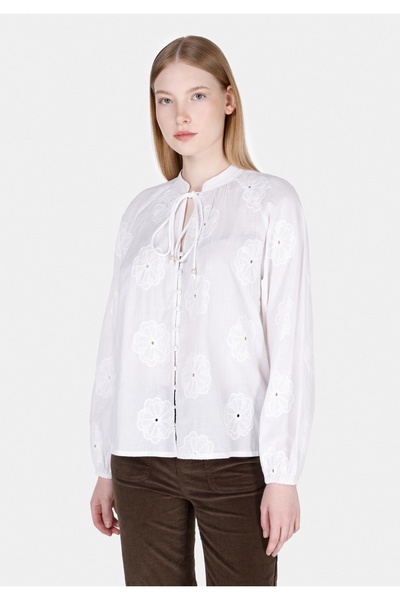 Colin's Regular Fit Judge Collar Plain Women's White Long Sleeve Shirt