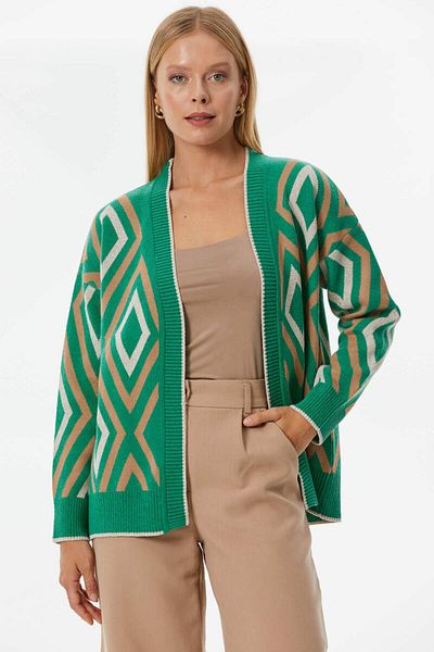 Sementa Geometric Patterned Knitwear Cardigan - Green