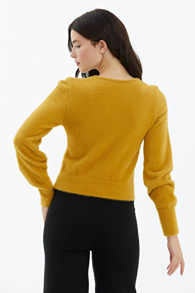 Sementa Open Collar Soft Knitwear Sweater - Mustard