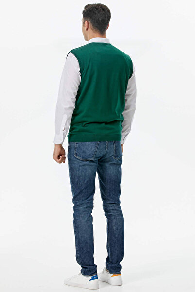 Sementa Ανδρικό πλεκτό πουλόβερ με λαιμόκοψη V - Πράσινο