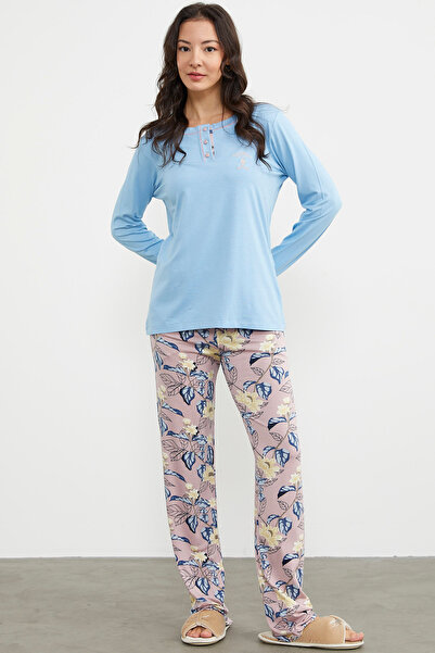 Sementa Set pijama combinat cu model simplu - albastru