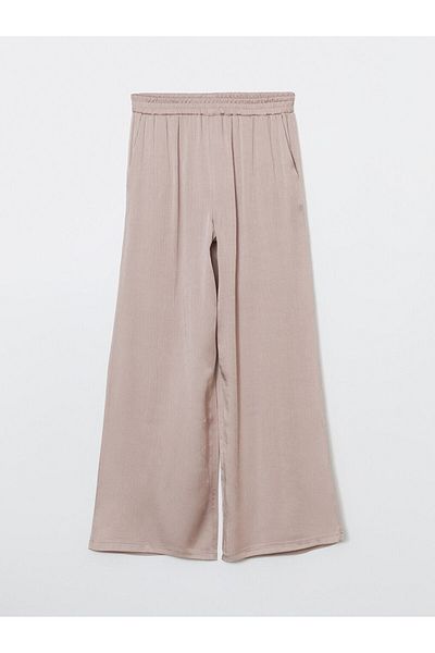 LC Waikiki Lcw Modest Pink Elastic Waist Textured Women's Trousers