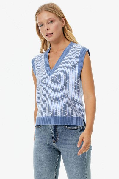 Sementa Pulover din tricotaje cu model în zig-zag - albastru