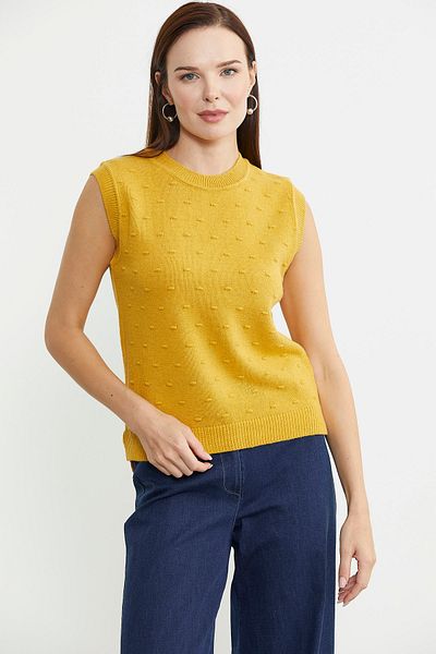 Sementa Yellow Crew Neck Wool Knitwear Sweater