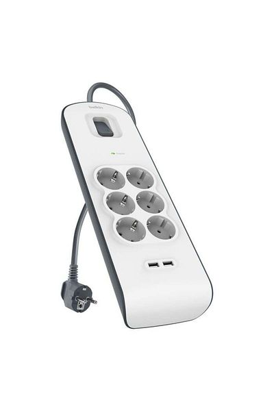 Belkin Büyücü 6'' 2m Current Protection Socket +2X Usb-A