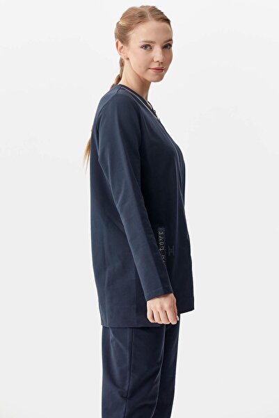 Sementa Φόρμα με λεπτομέρεια από πέτρα Plus Size - Navy Blue