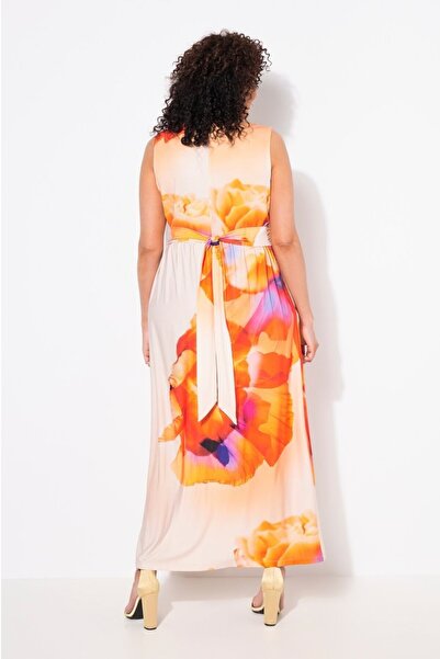 Şans Colorful Women's Plus Size Jersey Dress 65N38936