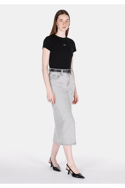 Colin's Fusta gri pentru femei, slim fit, cu fermoar