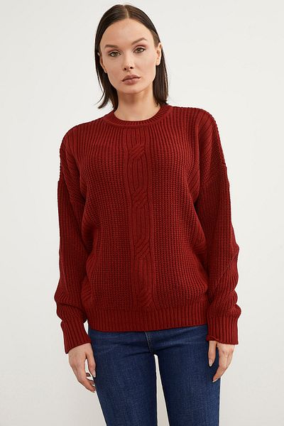 Sementa Pulover oversize din tricotaje cu modele de fagure - roșu
