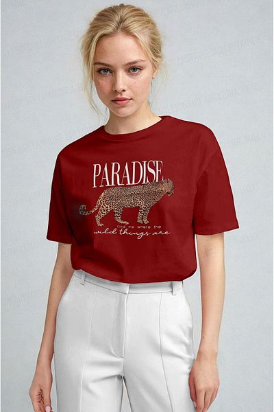 Millionaire Women's Red Leopard Motive Relax Fit T-Shirt