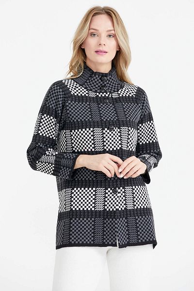Sementa Cardigan de tricotaj cu model cu guler cu nasturi - negru