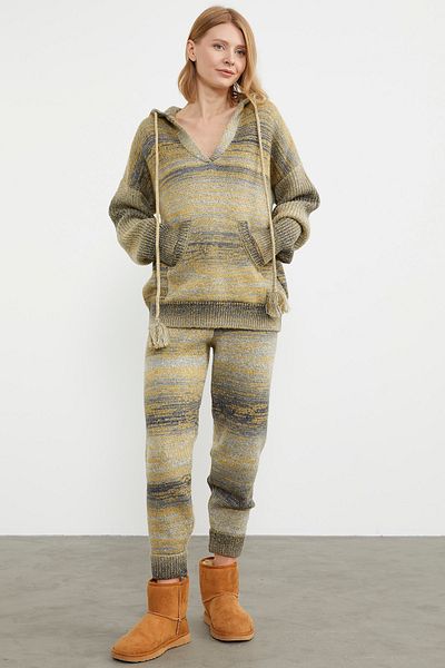 Sementa Hooded Multicolored Knitwear Set - Mustard
