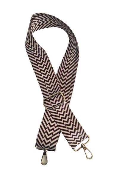 Gloria Polyester Column Adjustable Bag Handle - Phone Strap (120 cm) / Brown White Stripes