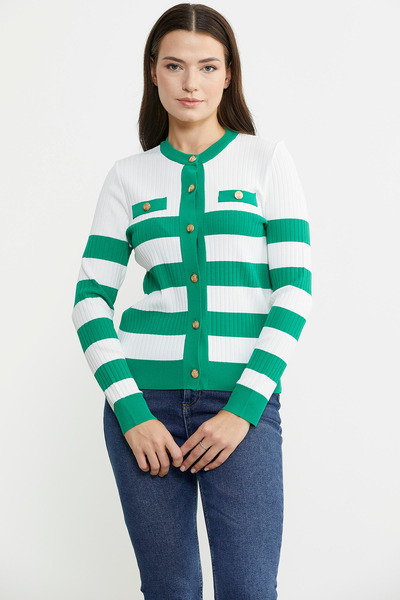 Sementa Зелений двоколірний трикотажний кардиган з переходом кольорів