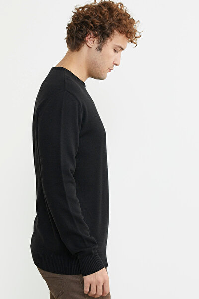 Sementa Black Crew Neck Basic Knitwear Sweater