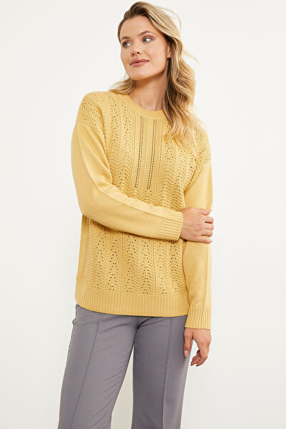 Sementa Crew Neck Zik Zak Motif Knitwear Sweater - Yellow