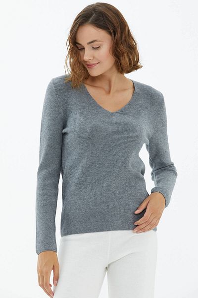 Sementa V-Neck Basic Knitwear Sweater - Dark Gray
