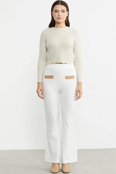 Sementa Штани з розрізом і деталями в іспанському стилі - кісткового кольору