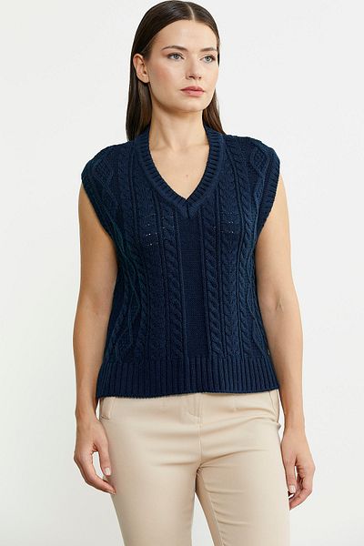 Sementa Hair Braided Long Wool Knitwear Sweater - Navy Blue