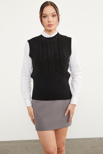 Sementa Sitting Waist Hair Knitted Knitwear Sweater - Black