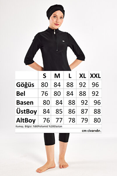 Remsa Mayo Μαγιό με χιτζάμπ ημι-καλυμμένο Capri με τρία τέταρτα μανίκια Anda 3400 Μαύρο