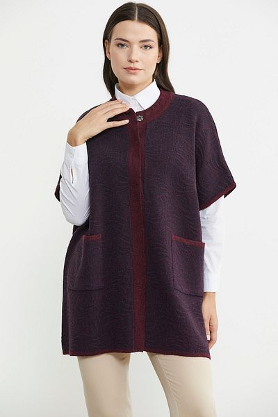 Sementa Jachetă din Lână Burgundy - Liliac cu mânecă scurtă