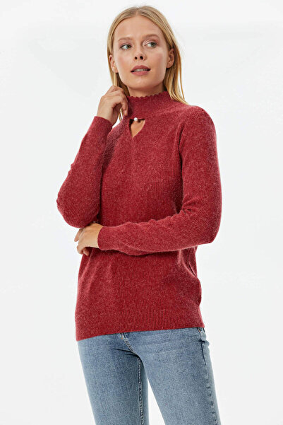 Sementa Drop Collar Pearl Detailed Knitwear Sweater - Red